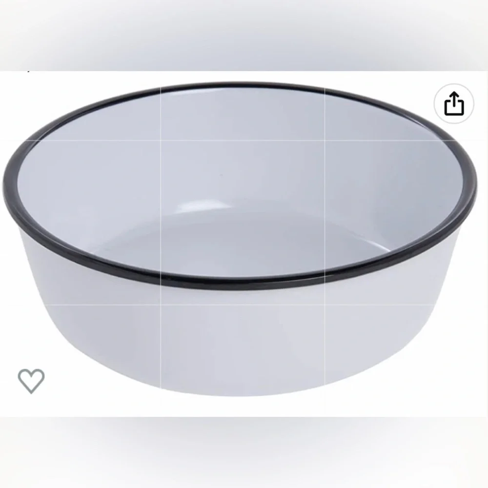 HUBERT® Serving Bowl Enamelware Look Melamine White/Black 8 9/10